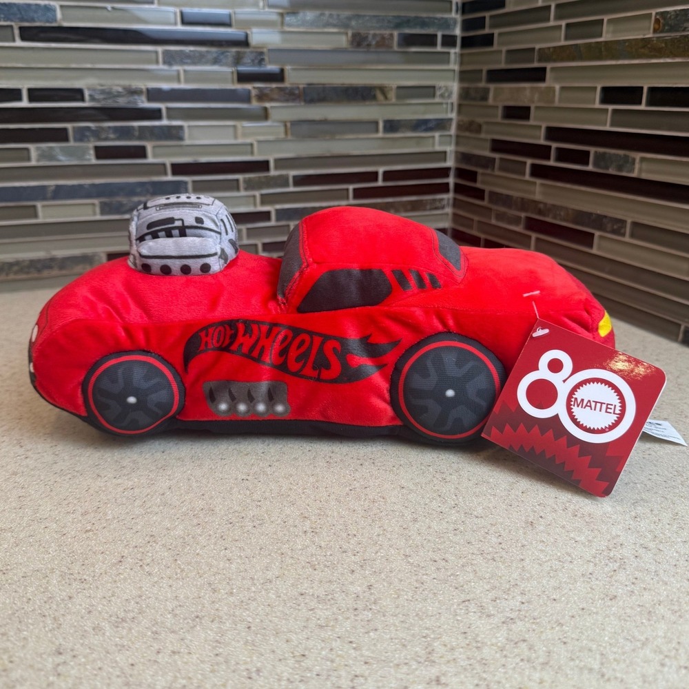 NWT Hot Wheels Kohl's Cares Hot Rod Red Muscle Car Plush Stuffed Toy Mattel 80th